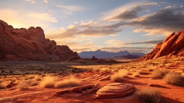 AI generated Red Rock Desert Nature Background photo