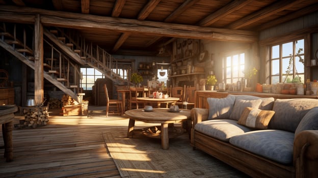 AI generated Rustic Farmhouse interior design photo
