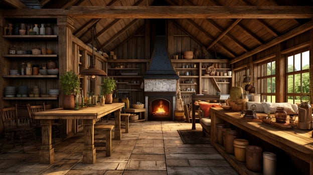 AI generated Rustic Farmhouse interior design photo