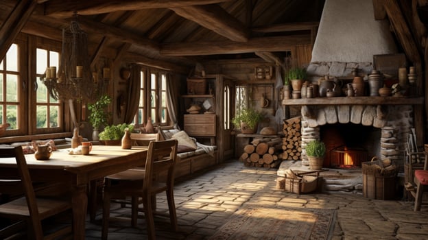 AI generated Rustic Farmhouse interior design photo