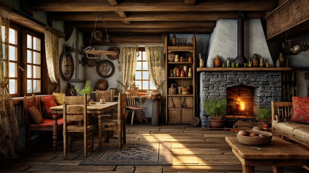 AI generated Rustic Farmhouse interior design photo