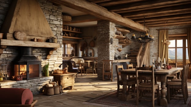 AI generated Rustic Farmhouse interior design photo