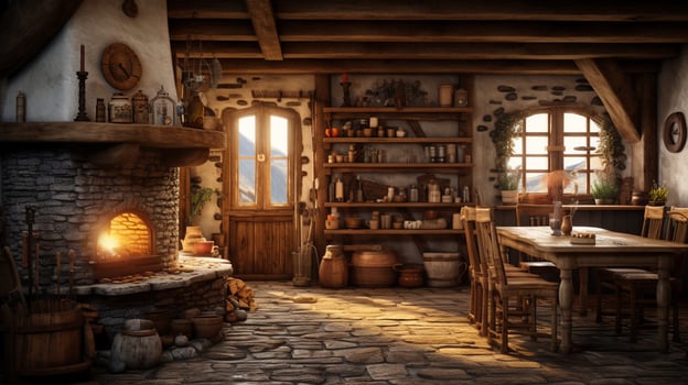 AI generated Rustic Farmhouse interior design photo