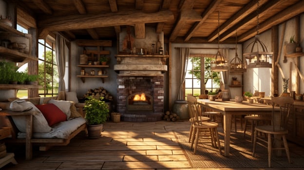 AI generated Rustic Farmhouse interior design photo