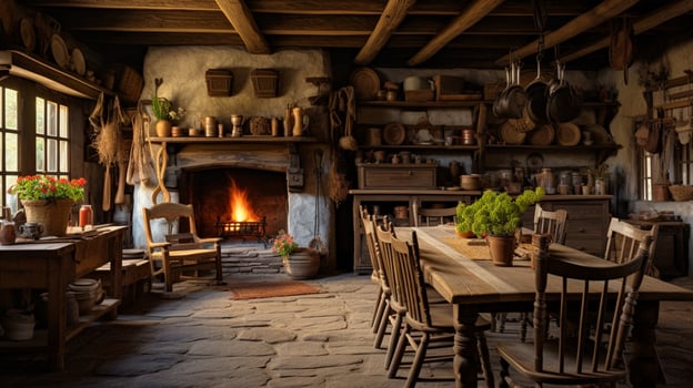 AI generated Rustic Farmhouse interior design photo