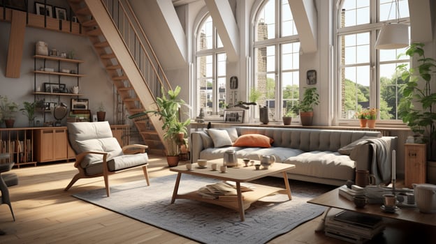 AI generated Scandinavian Interiors background photo