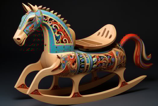 AI generated Wooden rocking horse, children's toy photo