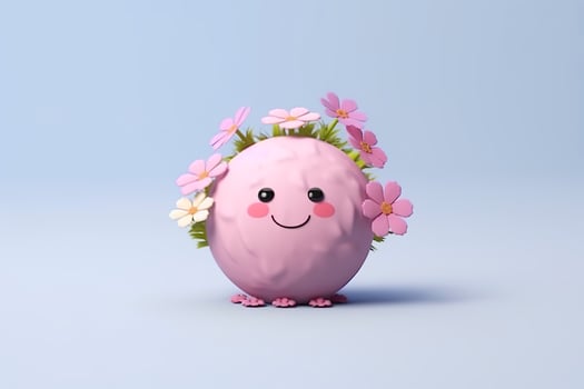 AI generated 3D Cute Earth with Flower on White Background. Planet Earth Day or Environment Day Concept. AI Generative photo