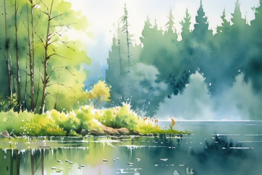 AI generated The serenity of a secluded forest lake.AI Generated photo