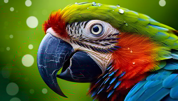 AI generated Tropical macaw perched, vibrant feathers in focus. Generative AI photo