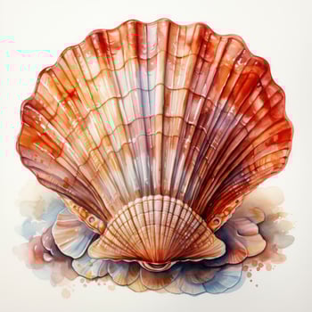 AI generated Watercolor Seashell clipart on white background. AI Generated photo