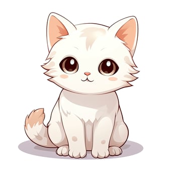 AI generated Cute Kawaii cat clipart icon white background. AI Generated photo