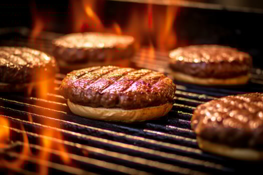 AI generated Hamburgers on the grill. AI Generated photo