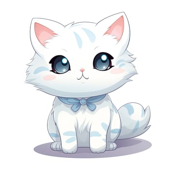 AI generated Cute Kawaii cat clipart icon white background. AI Generated photo