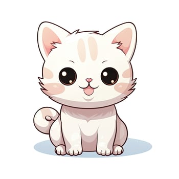 AI generated Cute Kawaii cat clipart icon white background. AI Generated photo