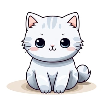 AI generated Cute Kawaii cat clipart icon white background. AI Generated photo