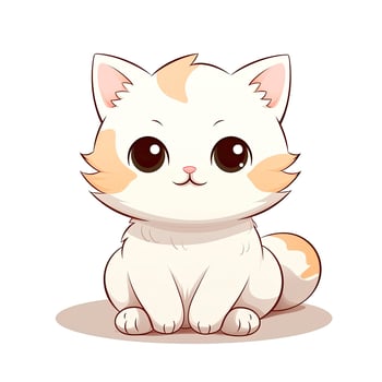 AI generated Cute Kawaii cat clipart icon white background. AI Generated photo