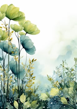 AI generated Floral frame with green leaves on white background. AI Generated photo