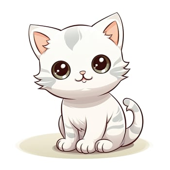 AI generated Cute Kawaii cat clipart icon white background. AI Generated photo
