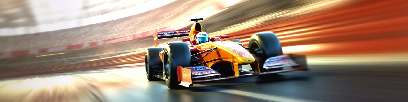 AI generated Racing car at high speed. Racer on a racing car passes the track. Motor sports competitive team racing. Motion blur background. Generative AI photo