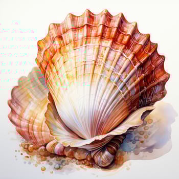 AI generated Watercolor Seashell clipart on white background. AI Generated photo