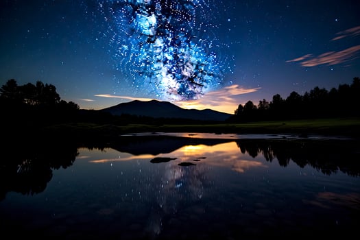 AI generated Milky Way Reflected on Lake. AI Generated photo
