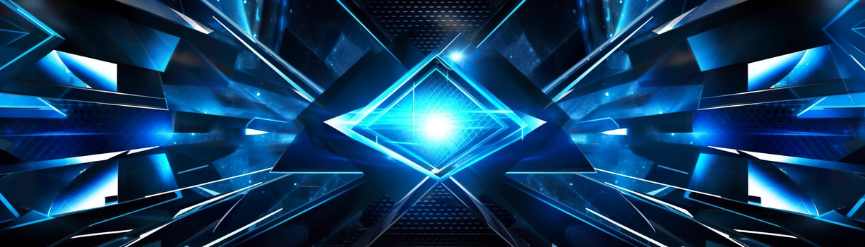AI generated science fiction wallpaper with blue lights. Generative AI photo