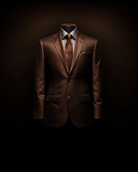 AI generated Elegant Brown Men's Suit Isolated on Black Background. Generative AI photo