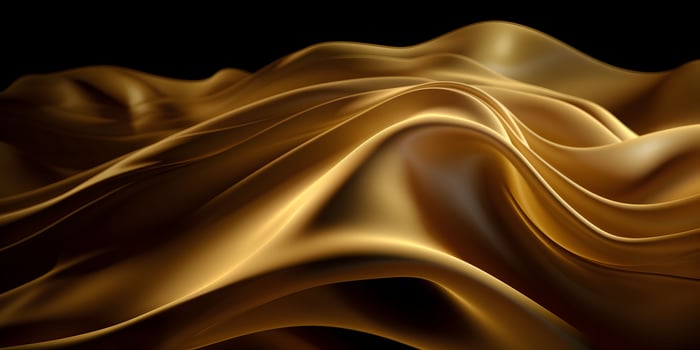 AI generated Luxurious Gold Silk Fabric Isolated on Black Background. Generative AI photo