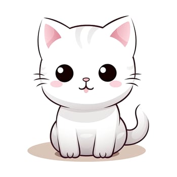 AI generated Cute Kawaii cat clipart icon white background. AI Generated photo