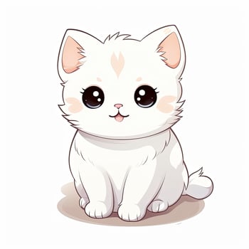 AI generated Cute Kawaii cat clipart icon white background. AI Generated photo
