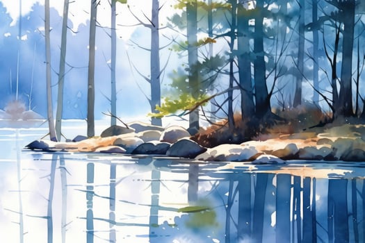 AI generated The serenity of a secluded forest lake.AI Generated photo