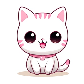 AI generated Cute Kawaii cat clipart icon white background. AI Generated photo