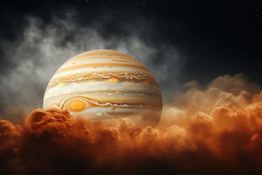 AI generated Multicolored Jupiter planet clouds. Generate AI photo