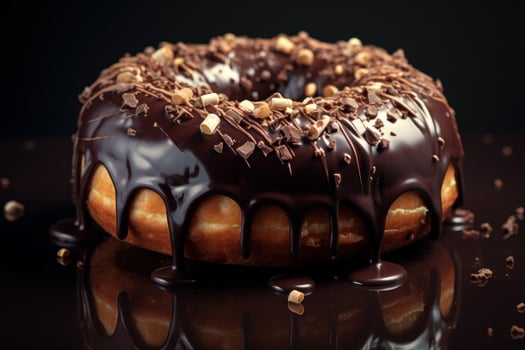 AI generated Hefty Large chocolate donut. Generate Ai photo