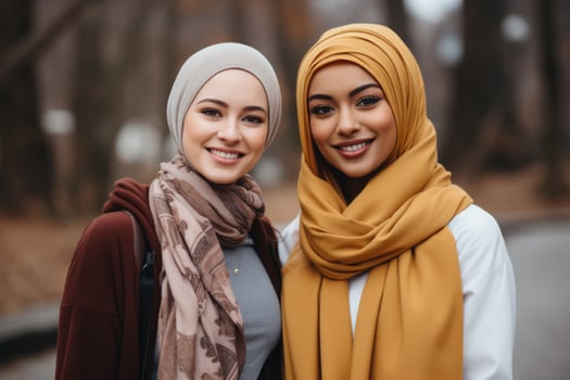 AI generated Group of multiracial females having fun outdoors . AI Generated photo