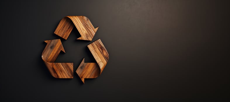 AI generated Generative AI, A recycling green sign made of wood and leaves, zero waste, reuse concept. photo