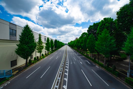 An empty downtown street in Takashimadaira Tokyo wide shot photo