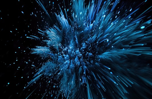 AI generated blue firework explosion on black background photo