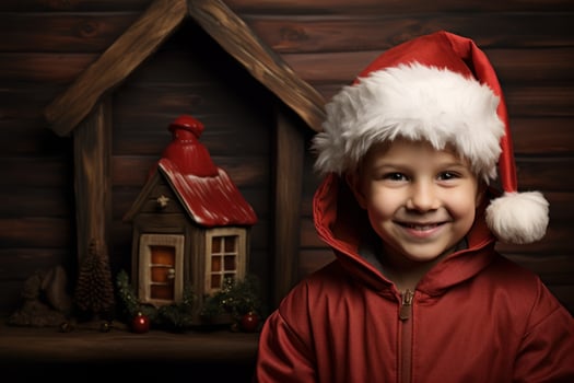AI generated Festive Boy santa claus house. Generate Ai photo
