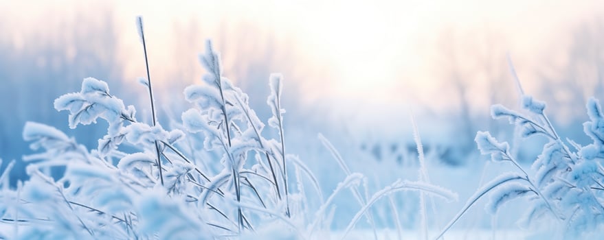 AI generated Frozen snowy grass, winter natural abstract background. beautiful winter landscape. AI Generated photo