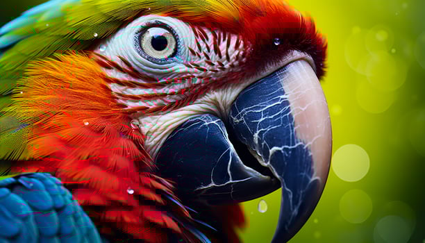 AI generated Tropical macaw perched, vibrant feathers in focus. Generative AI photo