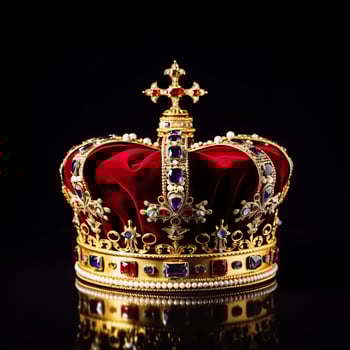 AI generated The Royal Coronation Crown Isolated on a Black Background. Generative AI photo