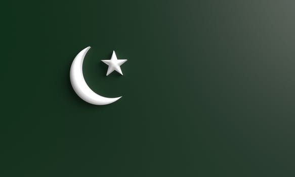 Moon star white isolated green gradient background wallpaper copy space empty pakistan day celebration festival country freedom independence asia travel tourism culture national muslim 14th march sign photo