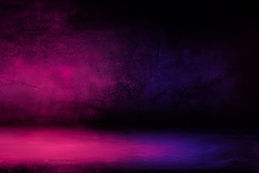 Abstract image of Studio dark room with lighting effect red and blue on concrete wall gradient background for interior decoration. photo