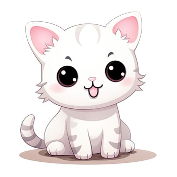 AI generated Cute Kawaii cat clipart icon white background. AI Generated photo