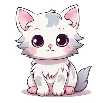 AI generated Cute Kawaii cat clipart icon white background. AI Generated photo