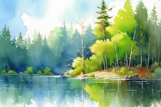 AI generated The serenity of a secluded forest lake.AI Generated photo