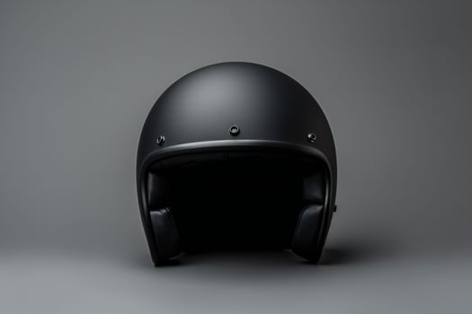 AI generated Classic motorcycle helmet mockup on grey background photo
