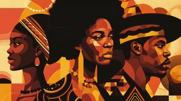AI generated Black history month geometric background. photo